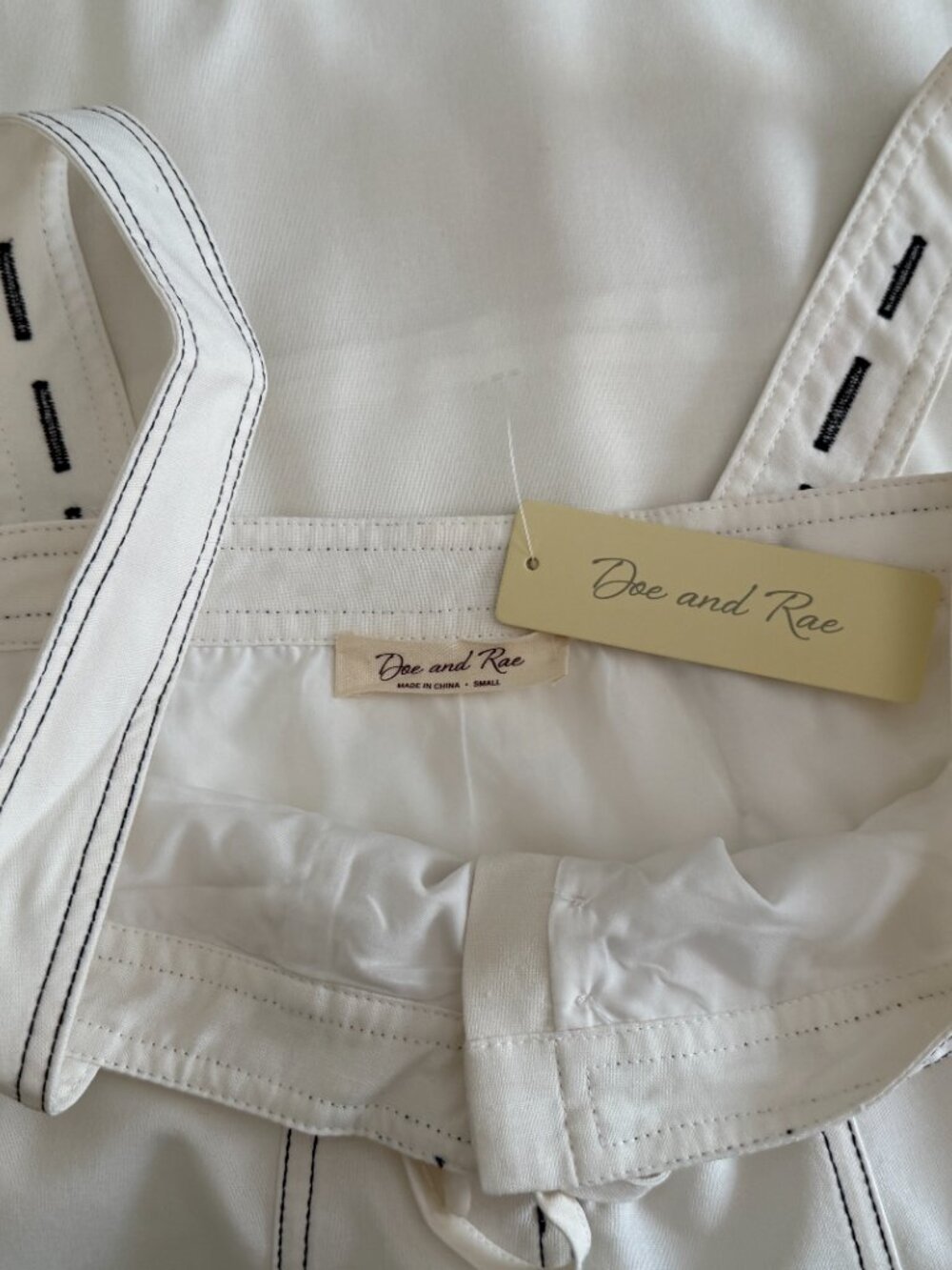 Coastal Luxury White Linen Tencel Blend Contrast Stitch Trapeze Maxi Dress - Picture 10 of 12